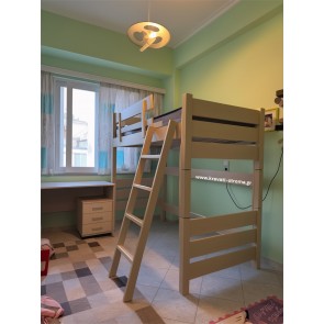 Ξύλινη σοφίτα - Υπερυψωμένο κρεβάτι μασίφ με δυνατότητα προσαρμογής διαστάσεων και χρωμάτων