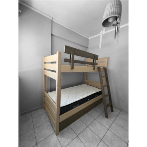 Διώροφο κρεβάτι με ενισχυμένες κολώνες που μπορεί να γίνει δύο μονά κρεβάτια και συρόμενο 