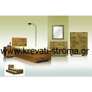 Κρεβάτι mdf ακατέργαστο δρυς τετράγωνο απλό στο χρώμα του ξύλου με δυνατότητα αποθηκευτικού χώρου και τα έπιπλα για όλο το υπνοδωμάτιο