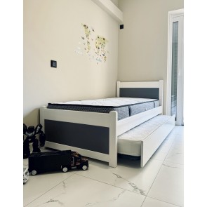 Παιδικό - εφηβικό κρεβάτι χαμηλό με συρόμενο δεύτερο με μασίφ ξυλεία 