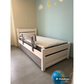 Κρεβάτι μονό για στρώμα 90cm πλάτος μασίφ πεύκο με συρόμενα συρτάρια και κάγκελο