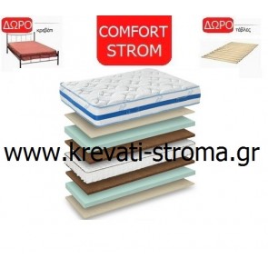 Στρώμα comfort strom caricia μονό ανατομικό με δώρο μεταλλικό-σιδερένιο κρεβάτι μονό και σανίδες στήριξης