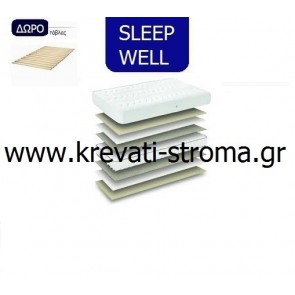 Στρώμα ανατομικό sleep well must μονό σε διάσταση 90x190 ή 90x200 kai δώρο τάβλες στήριξης