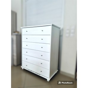 Συρταριέρα οξιά με πολλά συρτάρια λευκή ξύλινη 