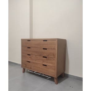 Μοντέρνα συρταριέρα , τουαλέτα από ακατέργαστο δρυς σε φυσικό χρώμα με 4 συρτάρια