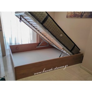 Κρεβάτι masif βάση χωρίς κεφαλάρι καρυδί,διπλό με αποθηκευτικό χώρο στο κάτω μέρος του κρεβατιού